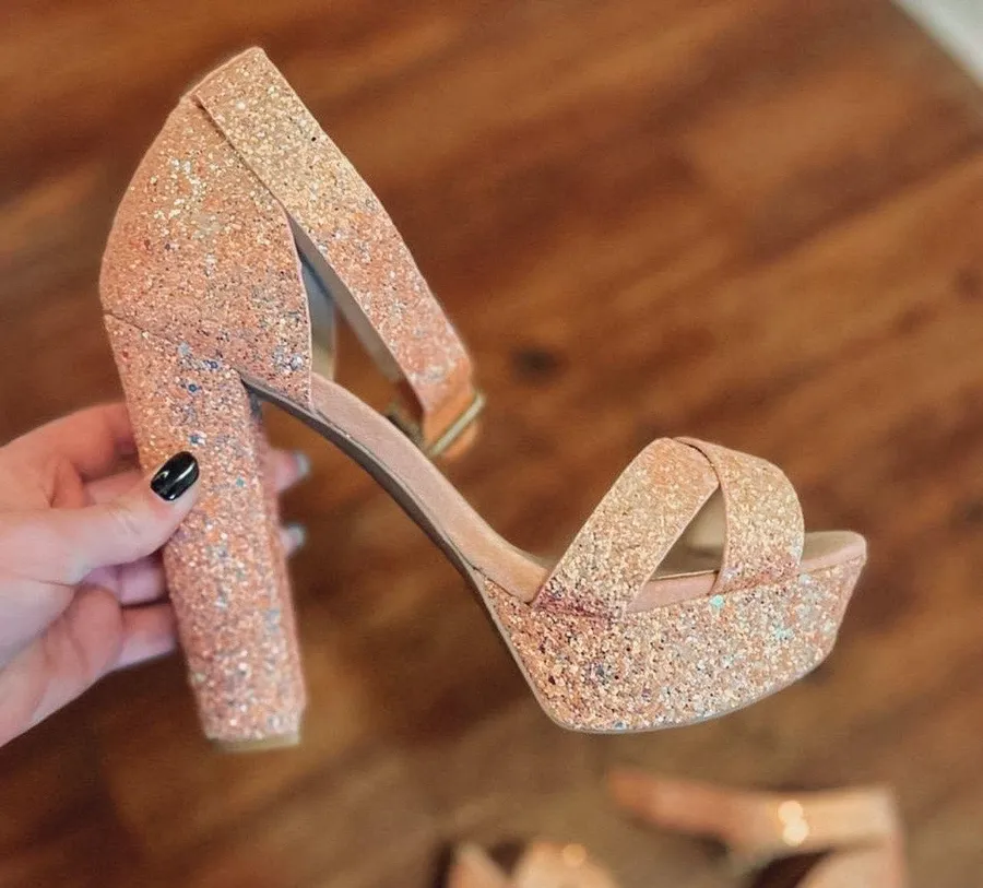 Pink Sparkle Platform Heels