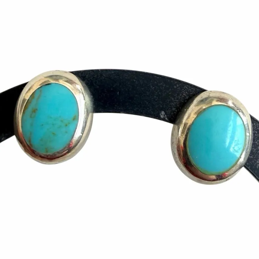 Sterling Silver Turquoise Oval Stud Earrings