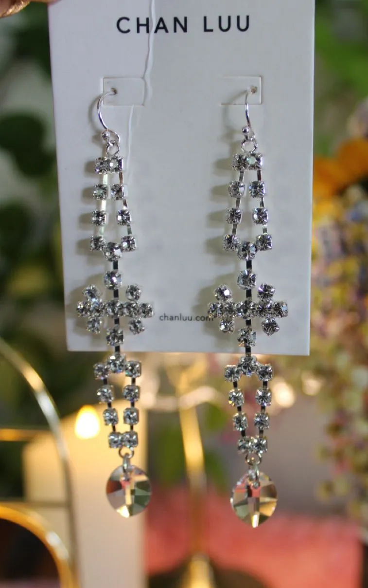 Chan Luu Silver Crystal Chandelier Drop Earrings