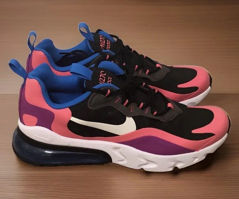 Nike Air Max 270 React GS Hyper Pink 7Y/8.5W Athletic Running Walking Sneakers