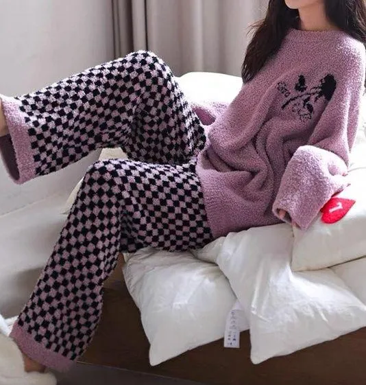 Y2K Women’s loungewear Set with Rose Print Purple