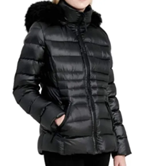 Calvin Klein Women's Black Faux Fur Hooded Puffer Size S