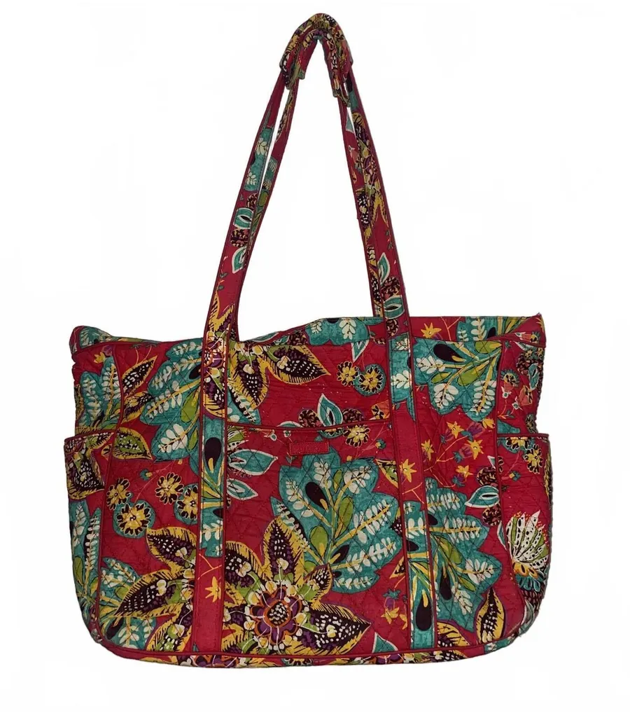Vera Bradley Floral Quilted Tote Bag XL Travel Carryall Shoulder Purse
