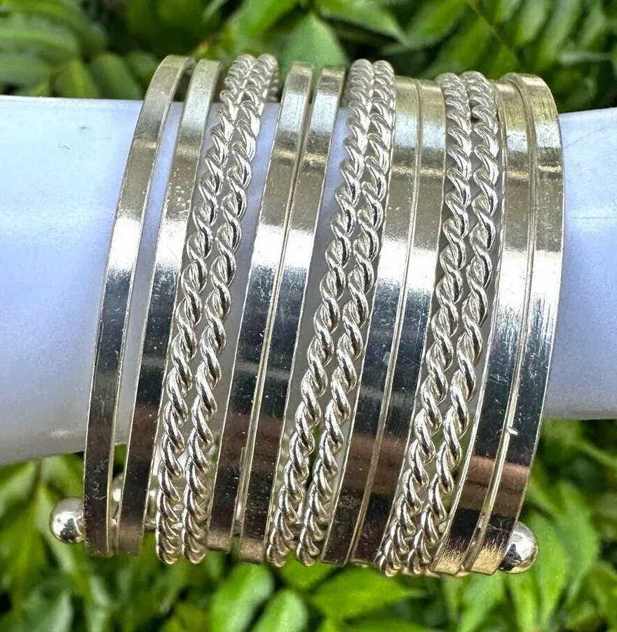 Silver tone open cuff bracelet