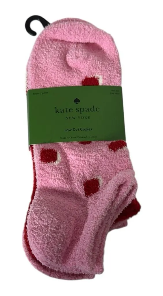 Kate Spade New York Pink & Red Low-Cut Cozy Socks – 3 Pack – NWT