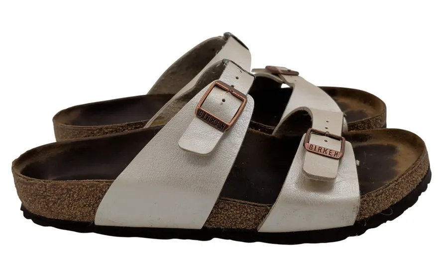 Birkenstock Arizona Cream Leather Two Strap Sandals Mens 8 Womens 10 EU 41