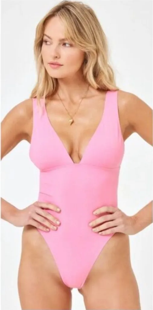 L*Space Seam-Free Katniss One Piece Swimsuit in Guava Pink Size Medium NWT