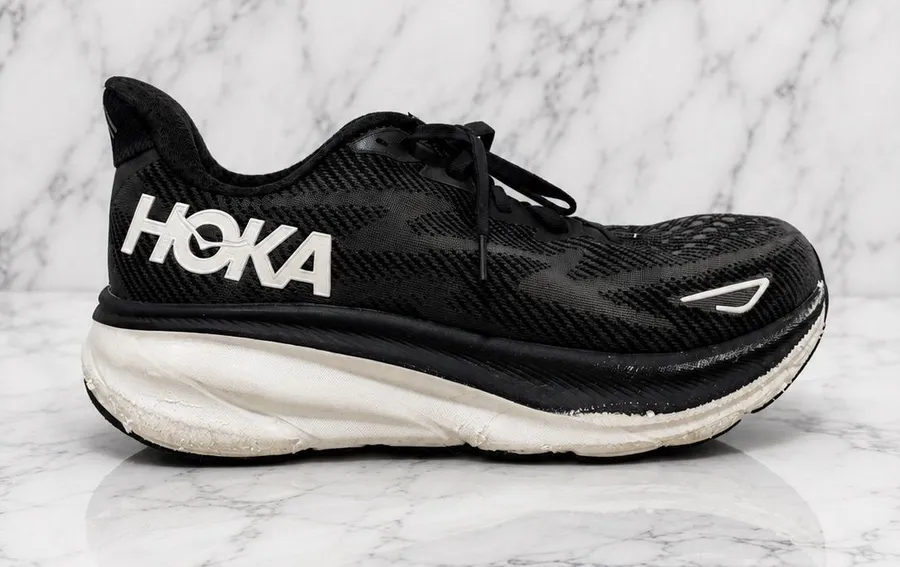 HOKA Clifton 9 Black White Men’s Running Shoes Size 10