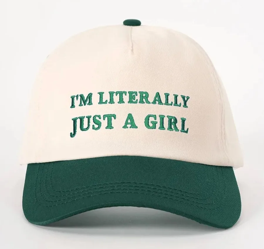 I’m Literally Just A Girl Green Cream Adjustable Hat NWT