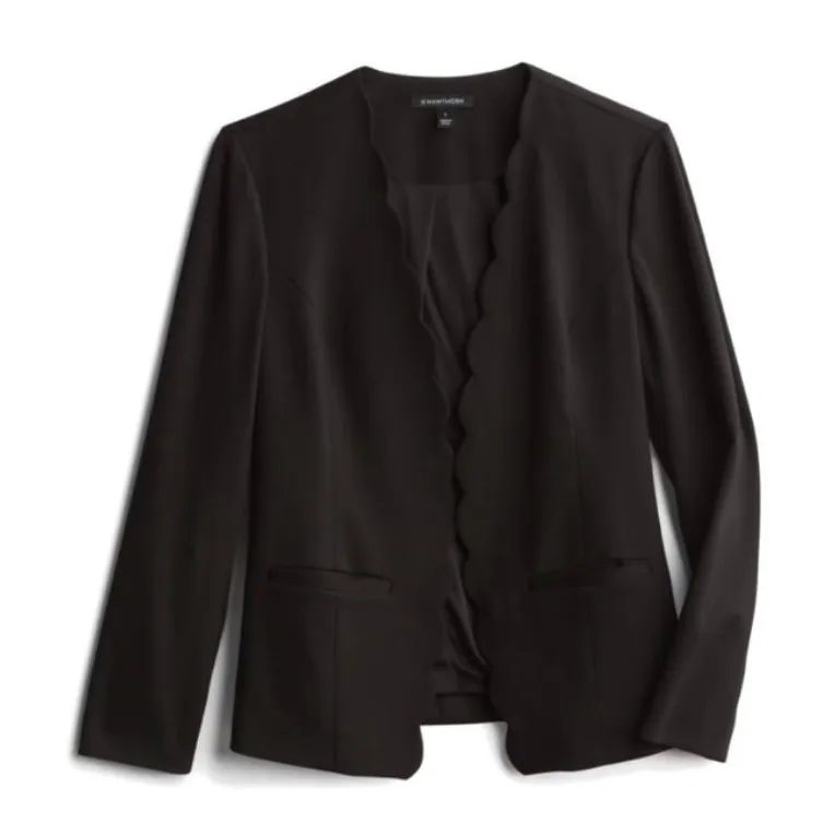 41 Hawthorn Harla Black Scallop Ponte Blazer 1X Open Front Collarless Stitch Fix