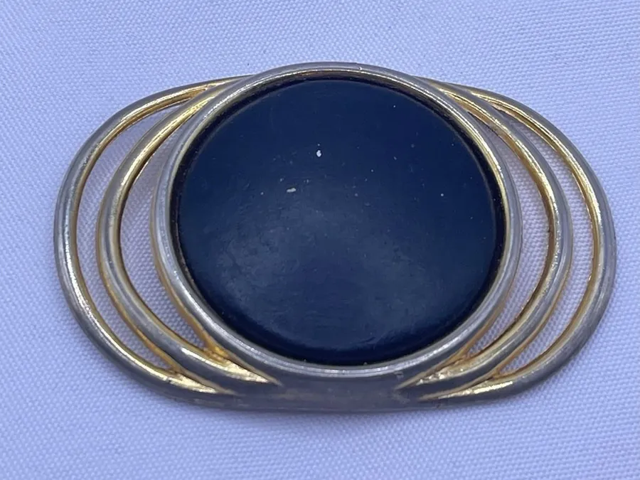 Vintage black and Gold Charmant of Beverly Hills, CA belt buckle scarf clip