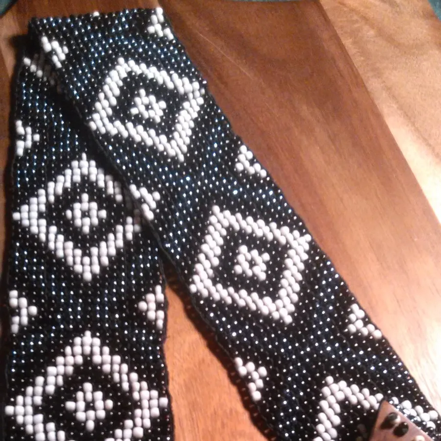 Southwestern Handcrafted Seed Bead Belt With Wooden Buckle