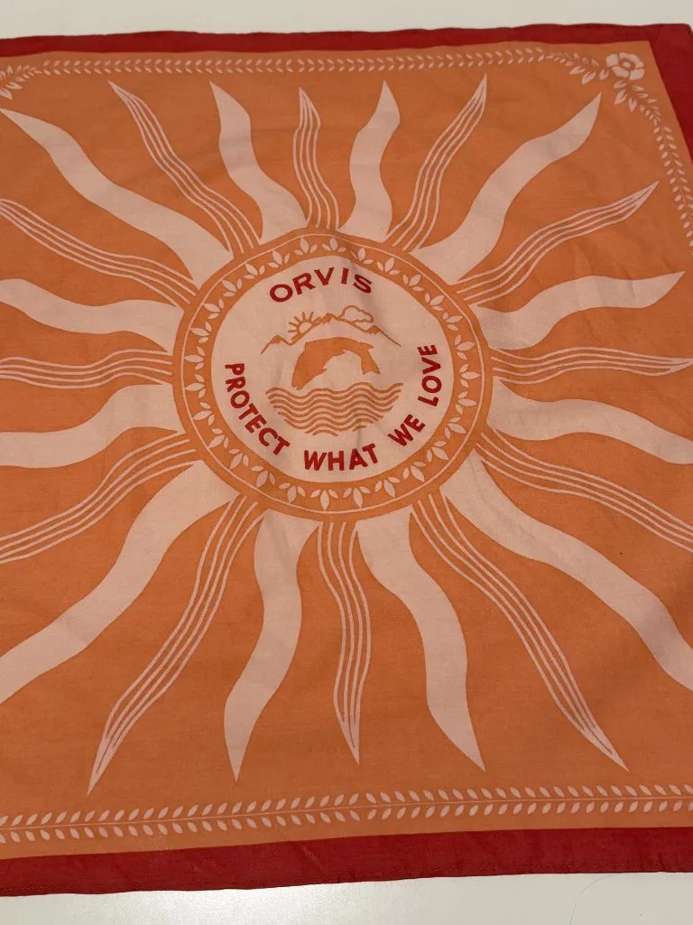 Orvis Statement Bandana | Protect What We Love | Trout Sunburst 20x20