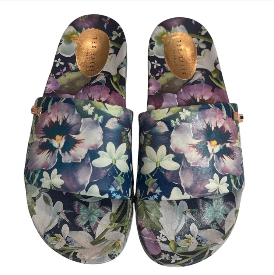 Ted Baker Purple Floral Slide Sandals