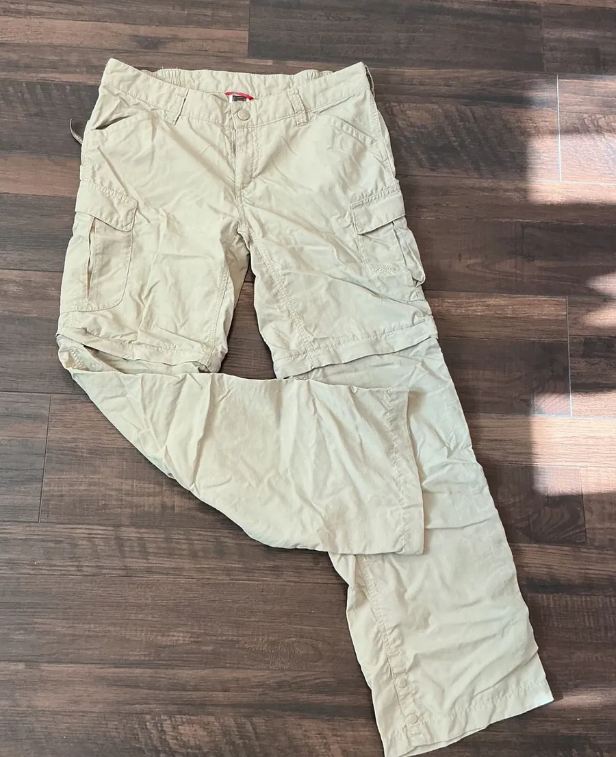 The North Face Convertible Cargo Hiking Pants Tan Khaki Zip Off Medium Regular