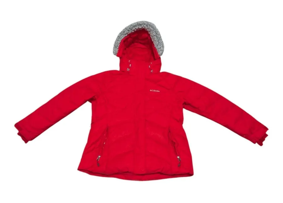 Columbia Red Down Hooded Puffer Coat Womens 1X Parka Winter Jacket Snow