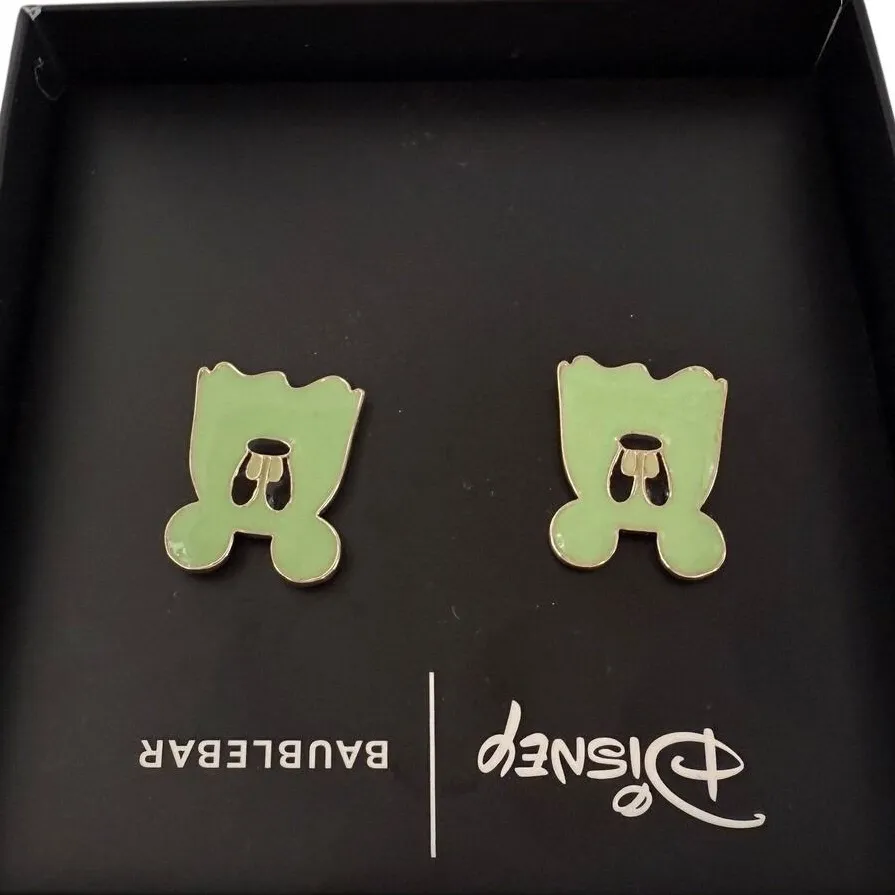 Disney Baublebar Mickey Mouse Ghost Earrings Glow in the Dark Halloween Green