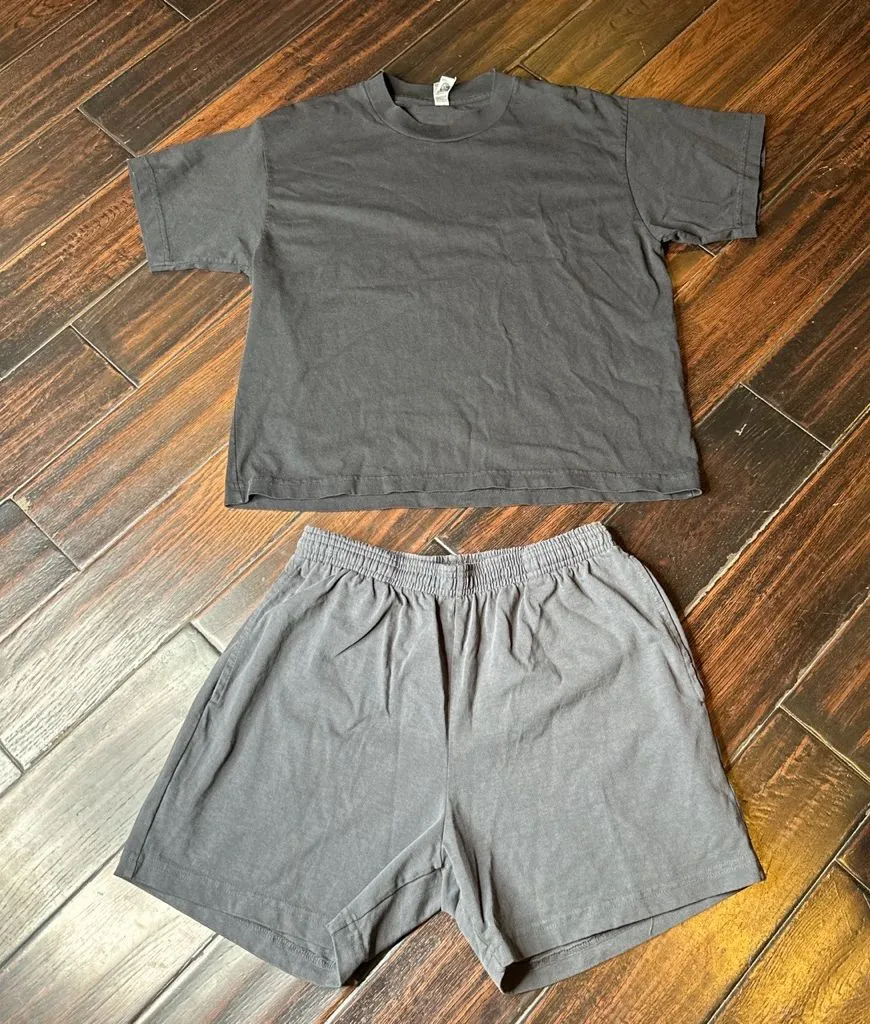 Drawstring waist shorts & tee shirt set Los Angeles Apparel casual basic lounge