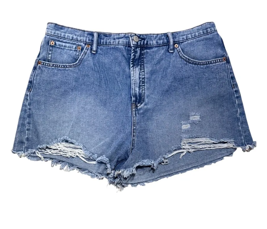 Jessica Simpson Beloved High Waist Distressed Denim Shorts - Blue