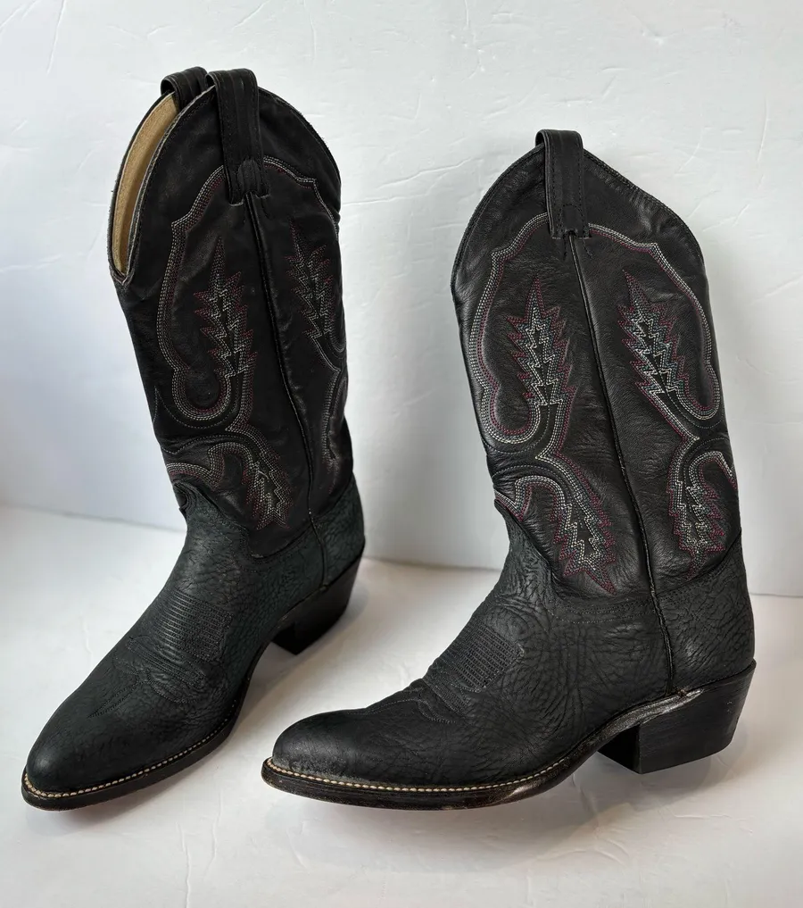 Abilene vintage black leather cowboy boots Size 7