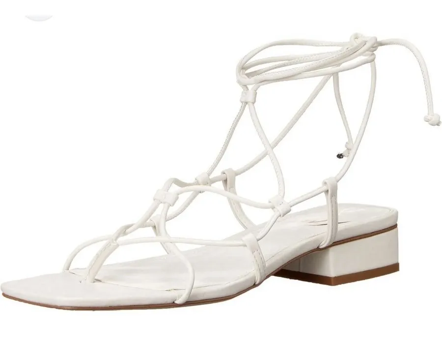 Sam Edelman Women's Daffy Gladiator Strappy Sandal White Nappa US 8.5 M