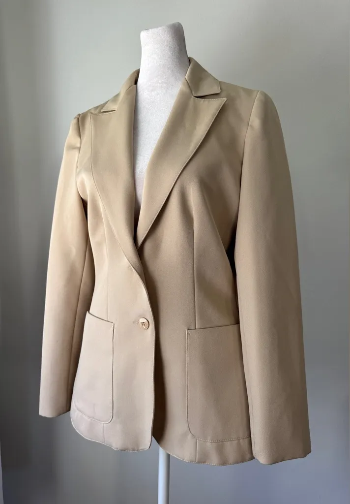 Vintage ‘80s Panther Light Tan Single Breasted Blazer Size XS