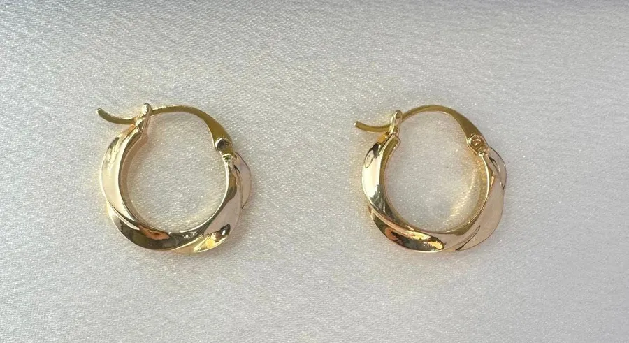 Small Twisted Gold Hoop Earrings for Women