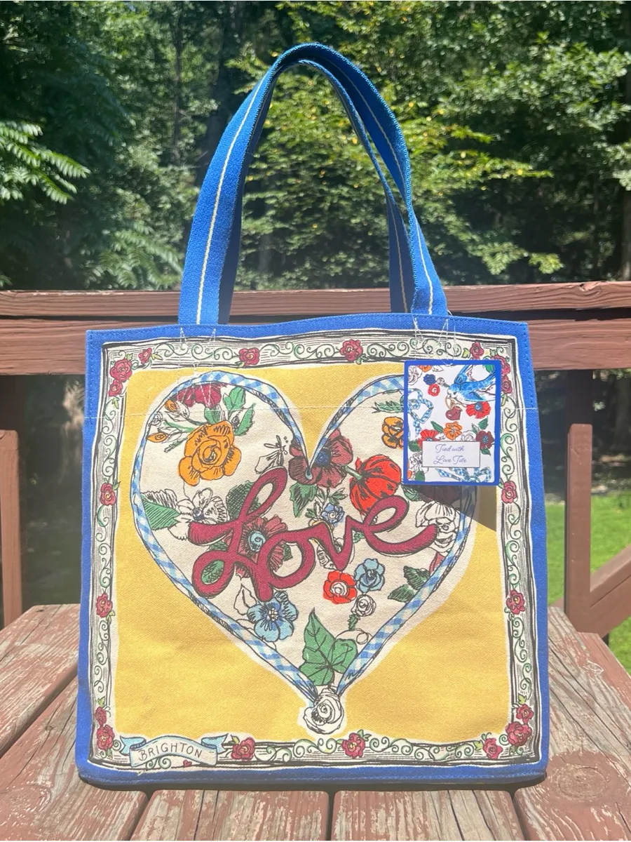 Brighton Tied With Love Tote LRG Canvas Bag,Womens Art To Wear,Feminine Floral