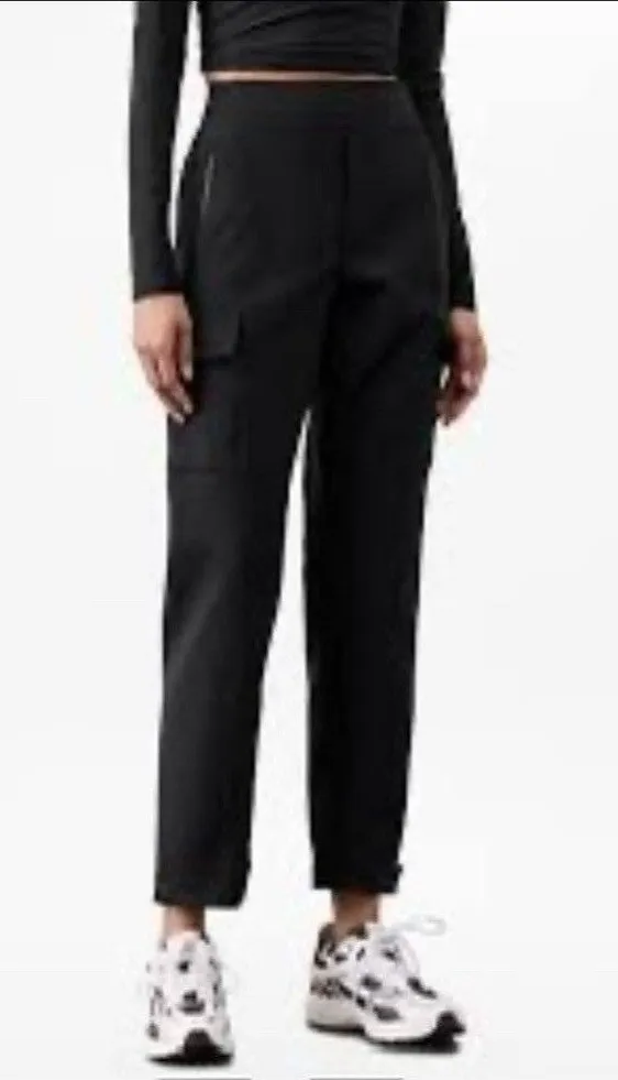 Athleta Pants Womens 12 Black Cargo Stretch Joggers Athletic Outdoor Zip Pocket