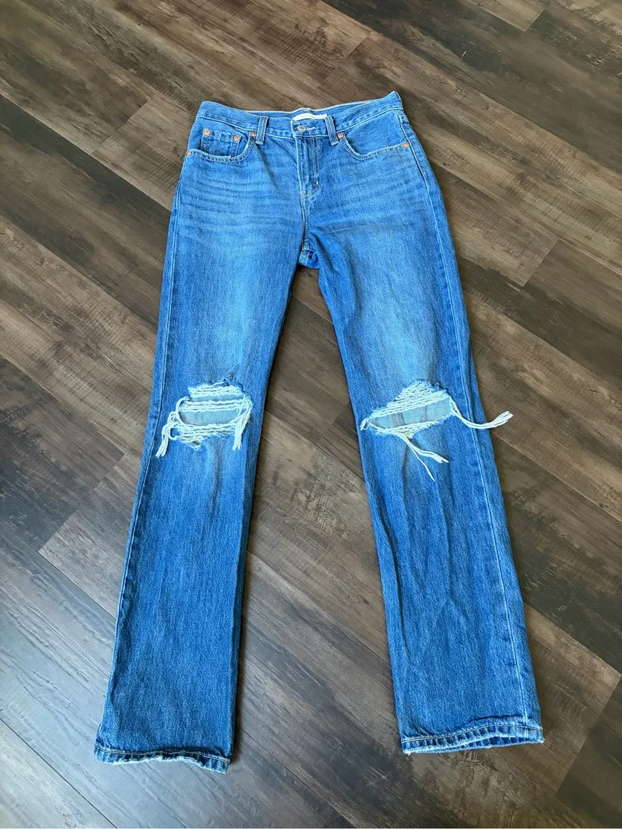 Levi’s Mid-Rise Straight Leg Distressed Blue Women's Jeans size 25 100% cotton