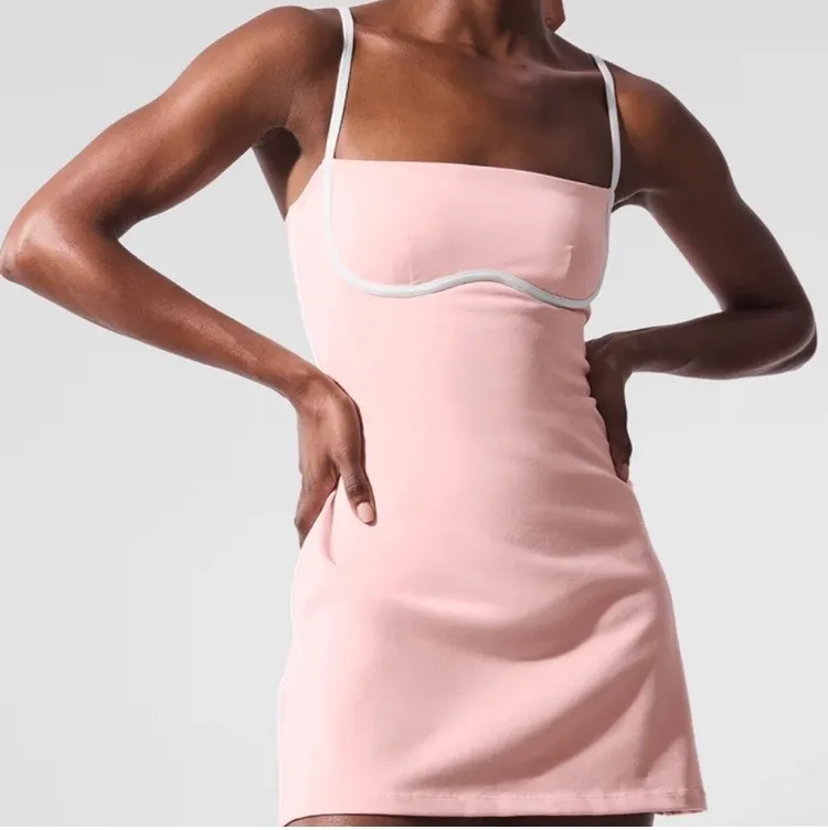 Alo Yoga Airbrush Streamlined Dress Pink Quartz/White XS
