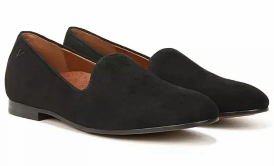 Vionic Willa Slip-on Flats Black Suede 8.5 Comfort Leather Classic Preppy Modern