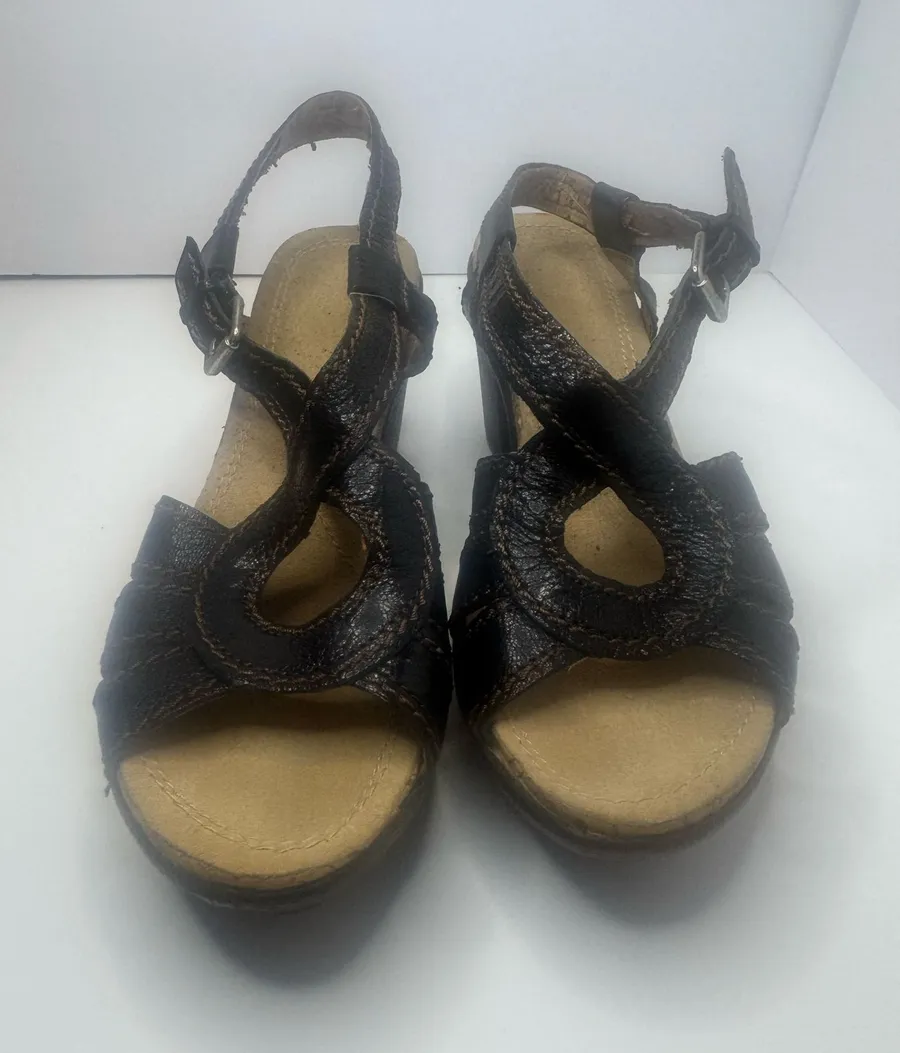 Naturalizer Black Leather Boho Sandals Women's Size 7.5M