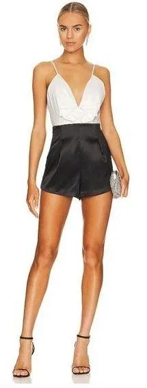 NBD Cella Romper in Black & Ivory Medium