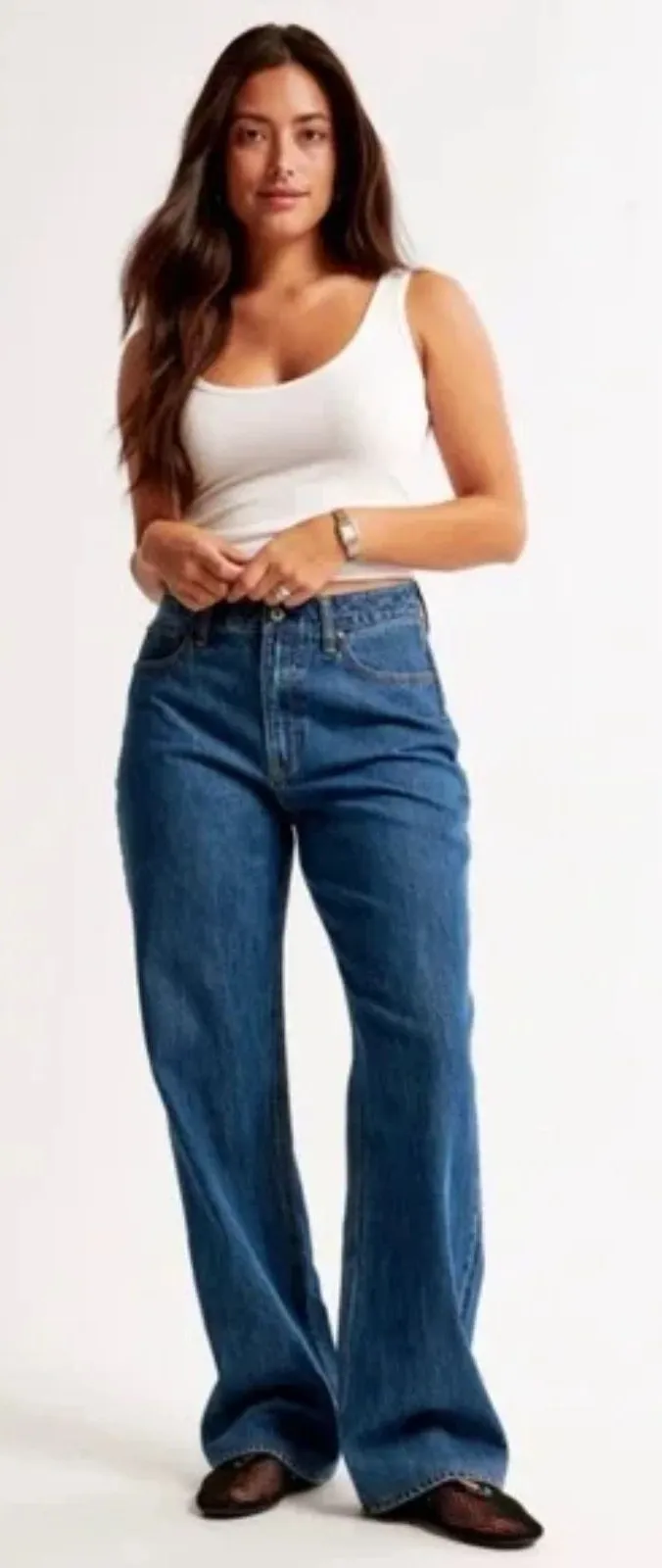 Abercrombie & Fitch Curve Love High Rise Loose Jean Size 26 Short