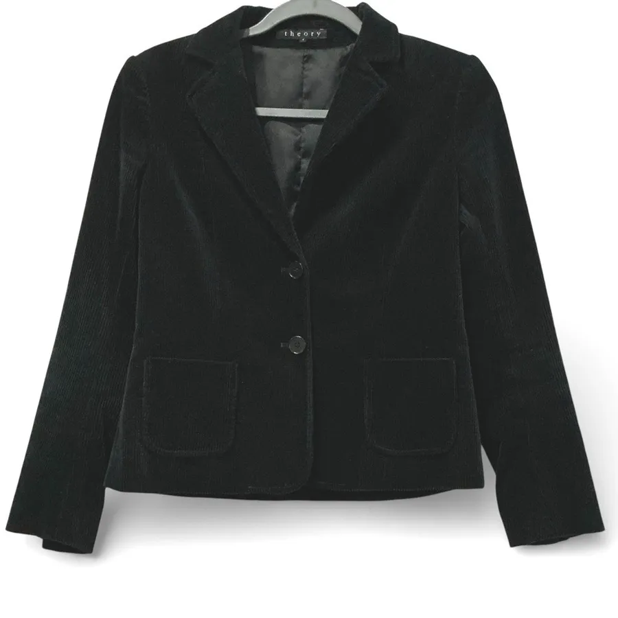 Theory Black Corduroy 2 Button Slim Fit Blazer Designer $399