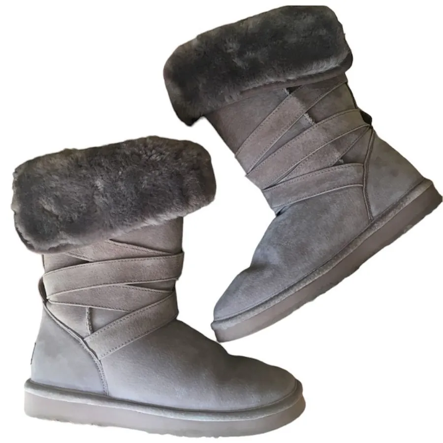 Lamo Sherpa lined fur boots Size 8 B72 Gray