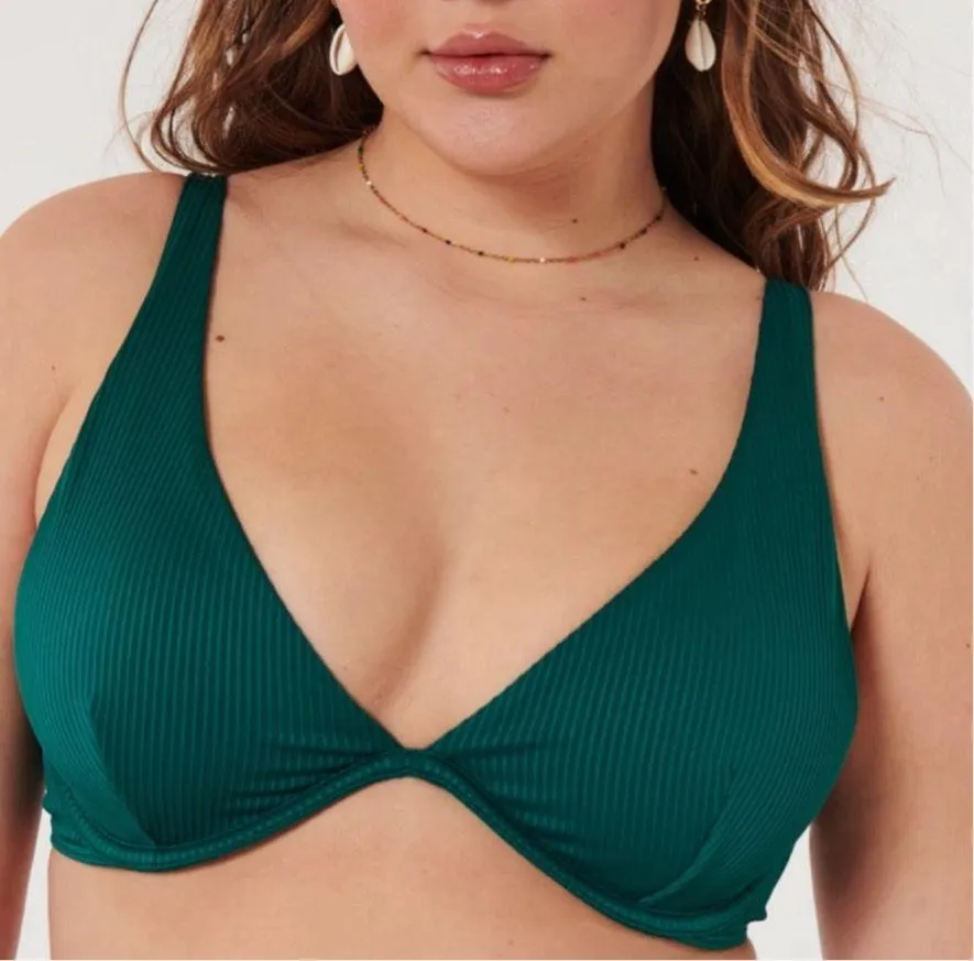 NWT HOLLISTER CO HIGH APEX RIBBED UNDERWIRE BIKINI TOP