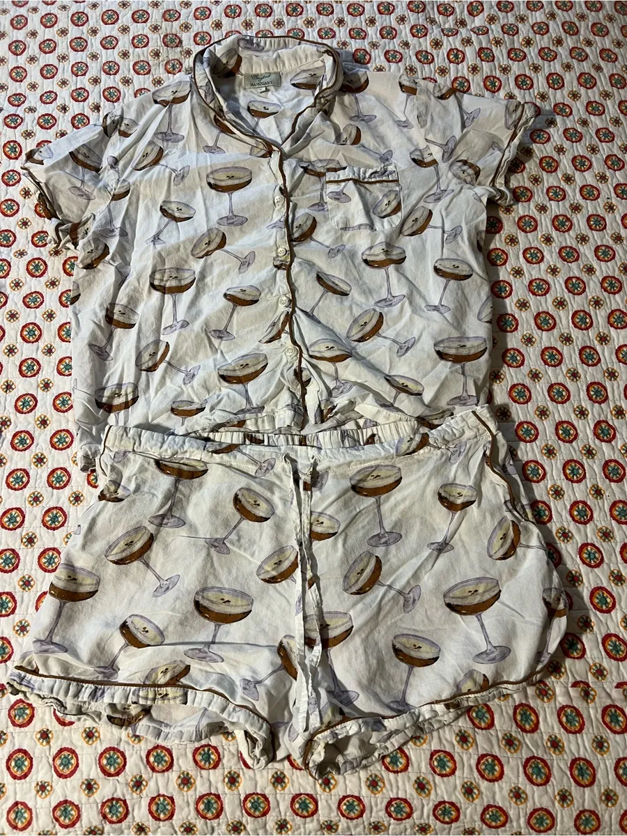 Crafted By Mahogany Espresso Martini Pajama Set size large White