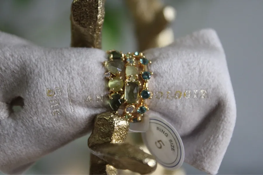 Anthropologie August Birthstone 14K Gold Plated G Ring Size 5 MSRP $58
