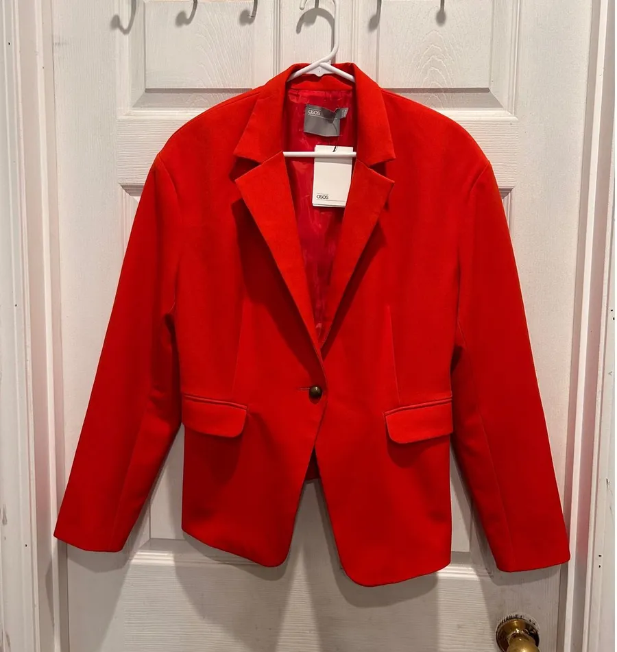ASOS Womens Orange Single Button Blazer Jacket 12 NWT Statement Workwear Office