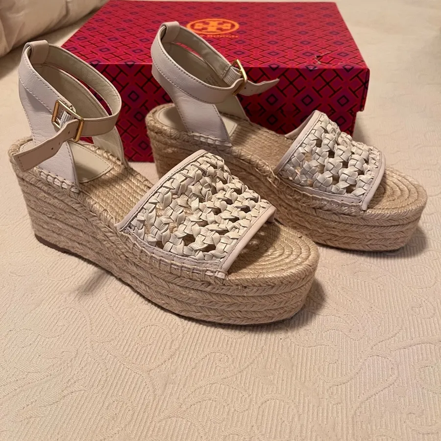 Tory Burch Women's Cream Espadrille Wedge Sandals