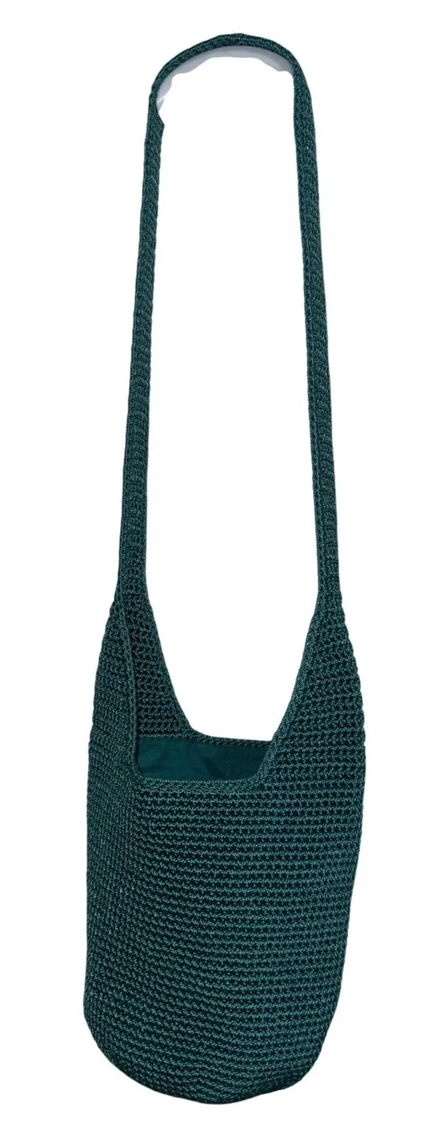 The Sak Teal Crochet Crossbody Bucket Bag Boho Knit Hobo Purse Indie Hippie