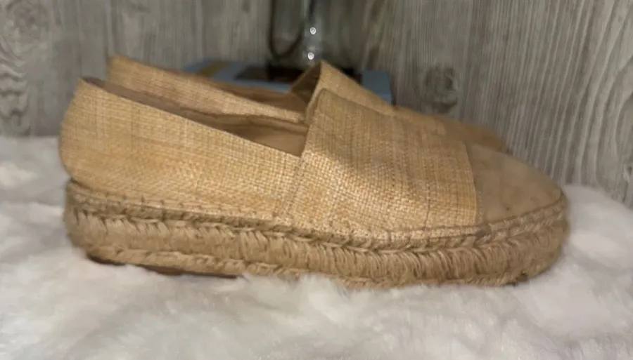 Steve Madden Tan Raffia Slip-On Espadrilles
