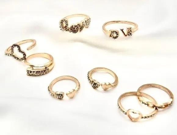 Crystal Ring Set Gold