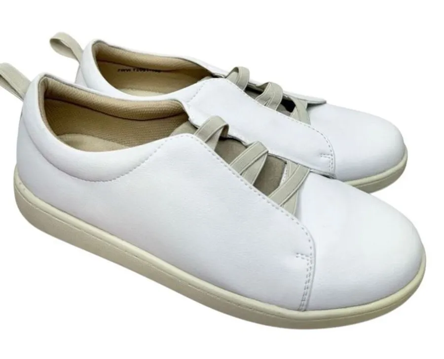 Trotters Sneaker Womens Size 7W Wide White Leather Lace Up Shoes White