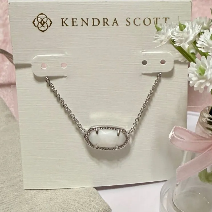 Kendra Scott Elisa White Mother of Pearl Necklace Silver