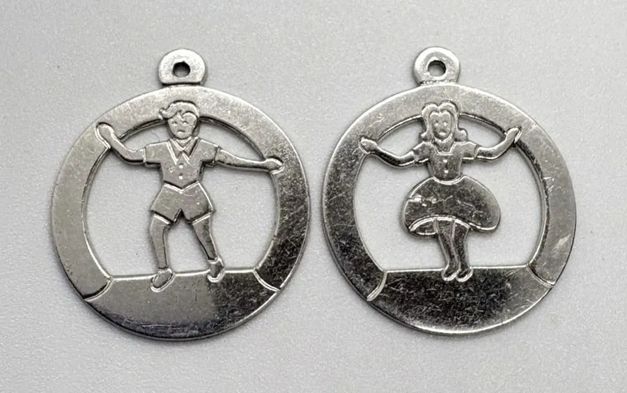 Vintage Forstner Lot of 2 Boy Girl Charm Pendant Sterling 925 Silver 1960s 5.2g