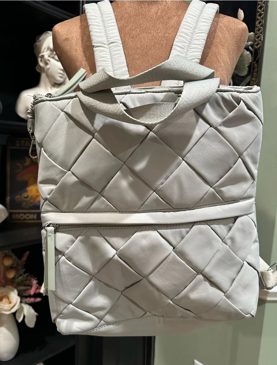 House of Harlow 1960 Quilted Gray Backpack – Gold Hardware