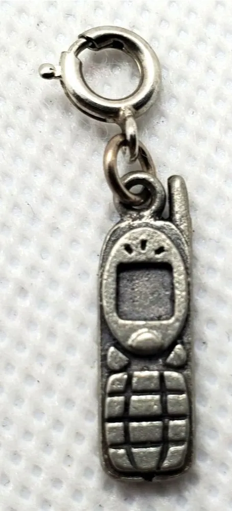 Silver Tone Y2K Cell Phone Charm Silver